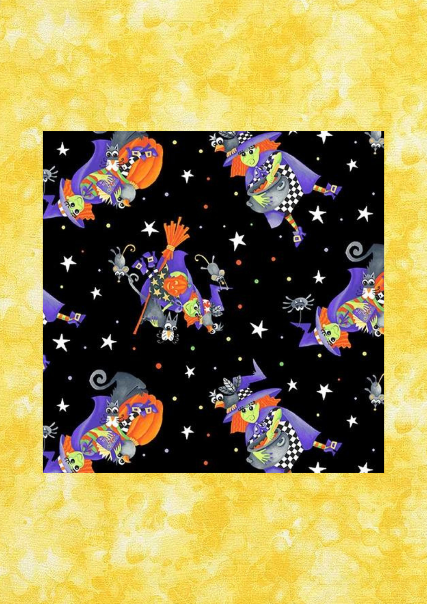 Angels Neverland Quilt Kit Halloween Quilt Kit featuring Northcott Gnomes Night Out Cotton Fabric Border with traditional Halloween Motifs