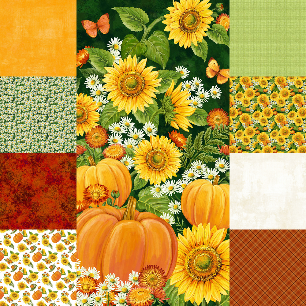 Sunflower Bouquets Gingham Fabric By the Yard - Angels Neverland