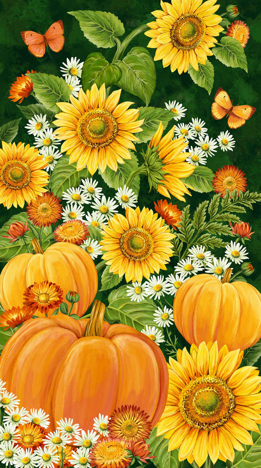 Angels Neverland Sunshine Harvest Pumpkin & Sunflower Floral Panel