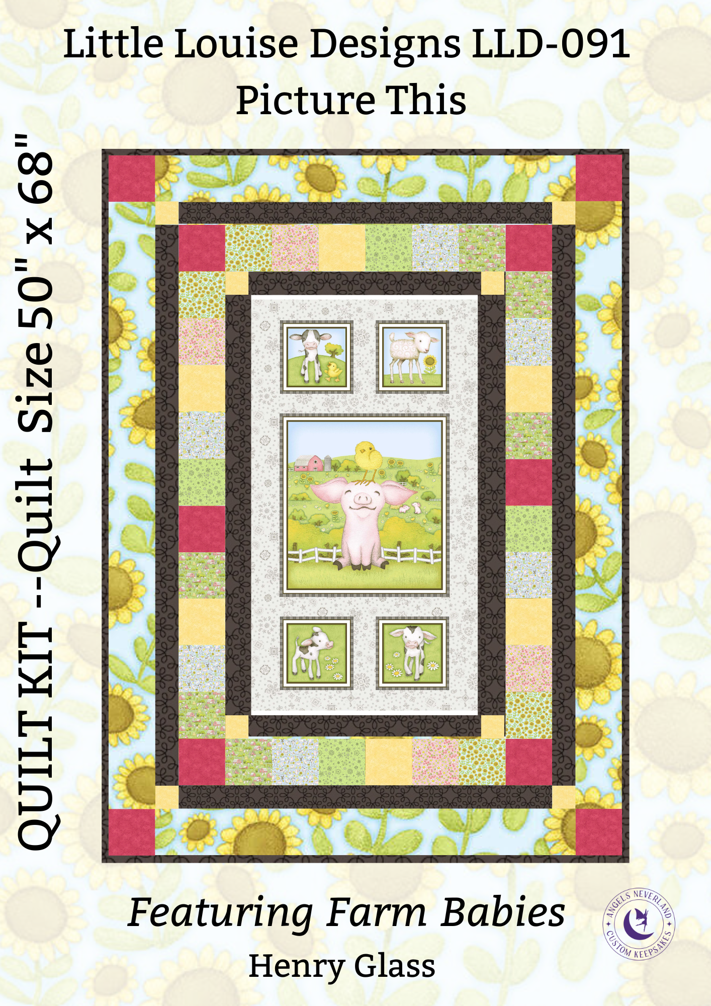 Angelsneverland Quilt Kit Farm Babies Panel Quilt Kit using Picture This Pattern