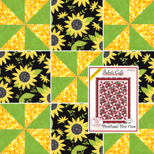 Angelsneverland Quilt Kit Pinwheel Plus One by Fabric Café Quilt Kit with Sunflower Fabric
