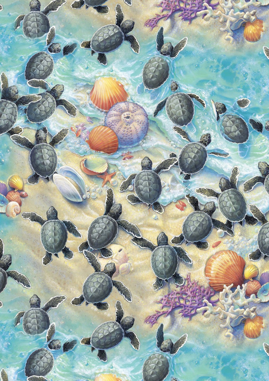 Angelsneverland Quilt Kit Race to Safety Baby Sea Turtle Panel from Elizabeth's Studio QUILT KIT using Picture This Pattern