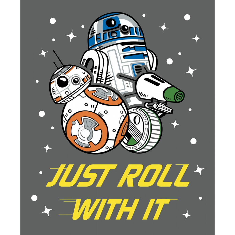 Camelot Fabric Star Wars Fabric BUNDLE Just Roll With It Panel, BB8, R2D2, and DO Star Wars Droids, Star Wars Rise of Skywalker, Licensed Cotton Fabric