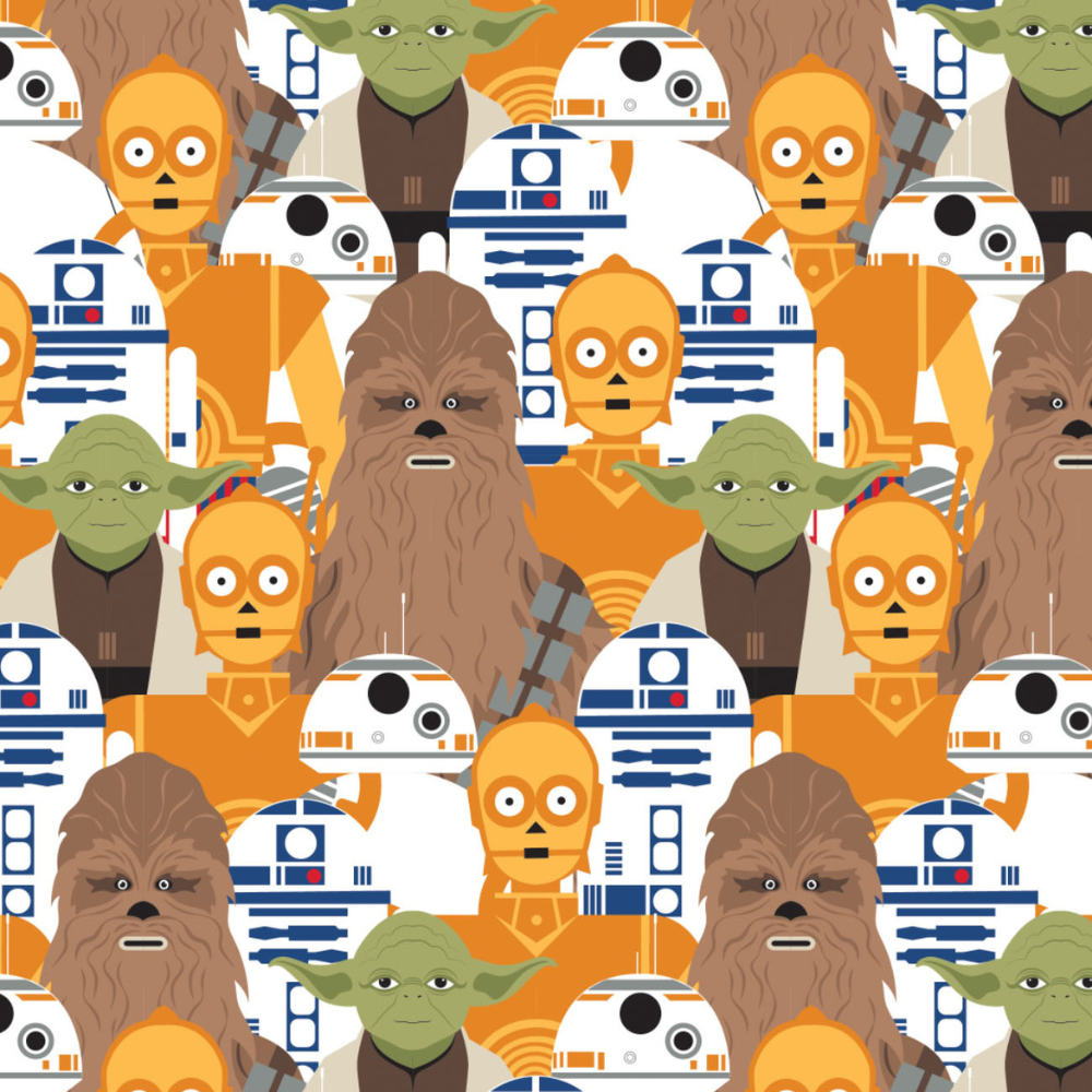 Star Wars Licensed Fabric by Camelot, Chewbacca, Yoda, BB8, R2D2