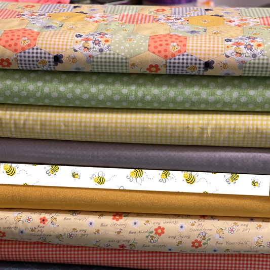Clothworks Fabric Bundle Sweet Bees Fabric Bundle by Susy Bee 8 pieces (FQ, 1/2 yard or 1 yard Bundles)