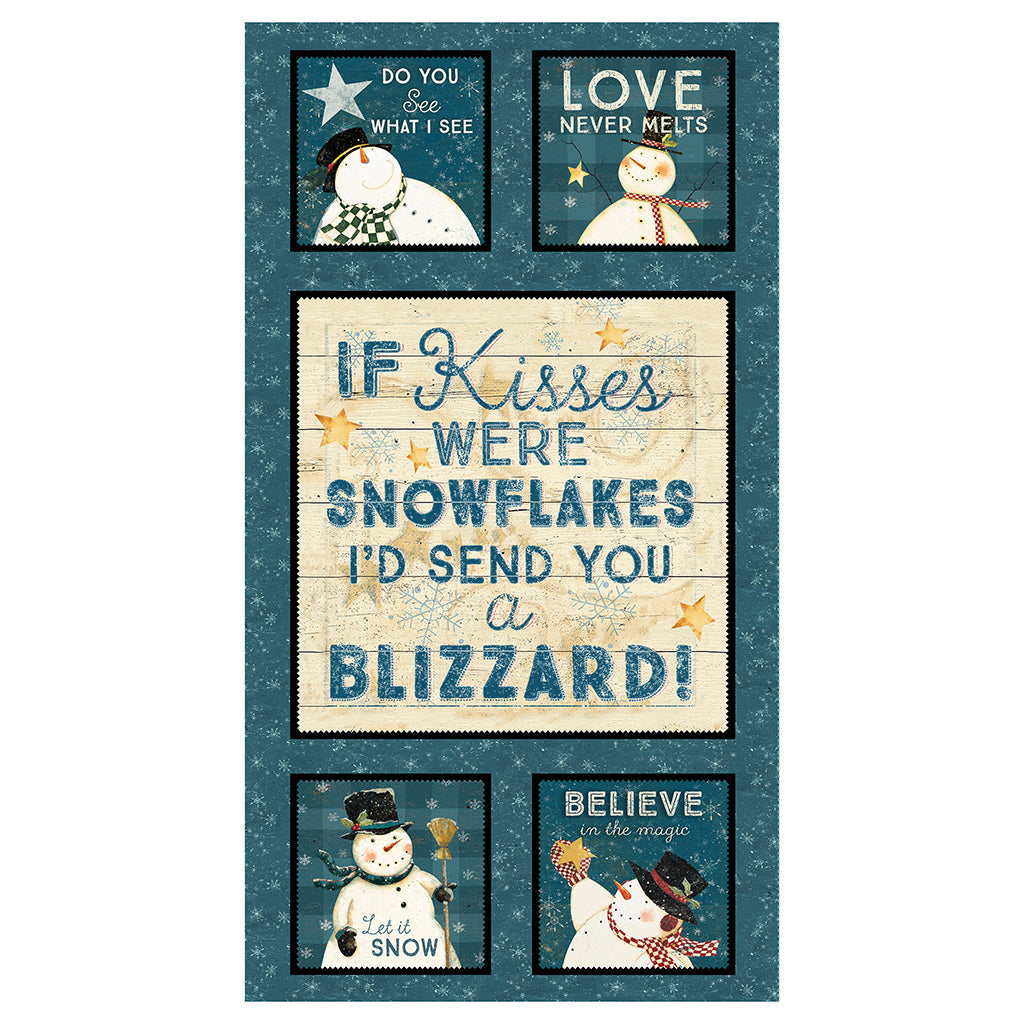 Clothworks Fabric Bundle Snovalley by Clothworks FQ PRECUT BUNDLE 18 pieces with Snowvalley If Kisses were snowflakes I'd Send you a Blizzard Panel