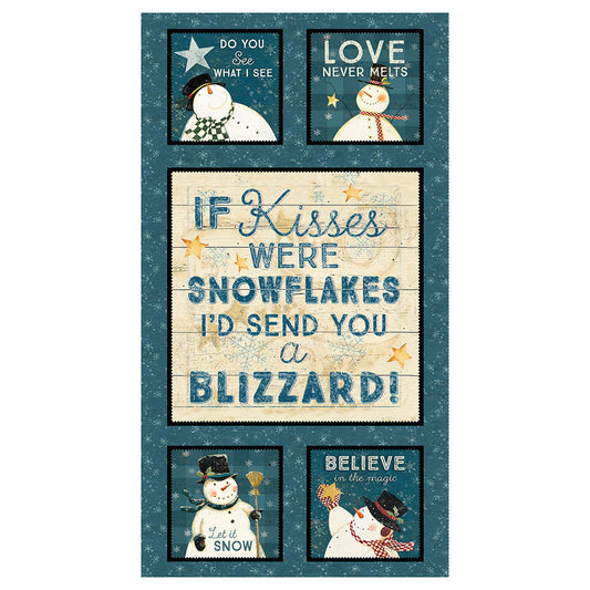 Clothworks Fabric Bundle Snovalley by Clothworks FQ PRECUT BUNDLE 18 pieces with Snowvalley If Kisses were snowflakes I'd Send you a Blizzard Panel