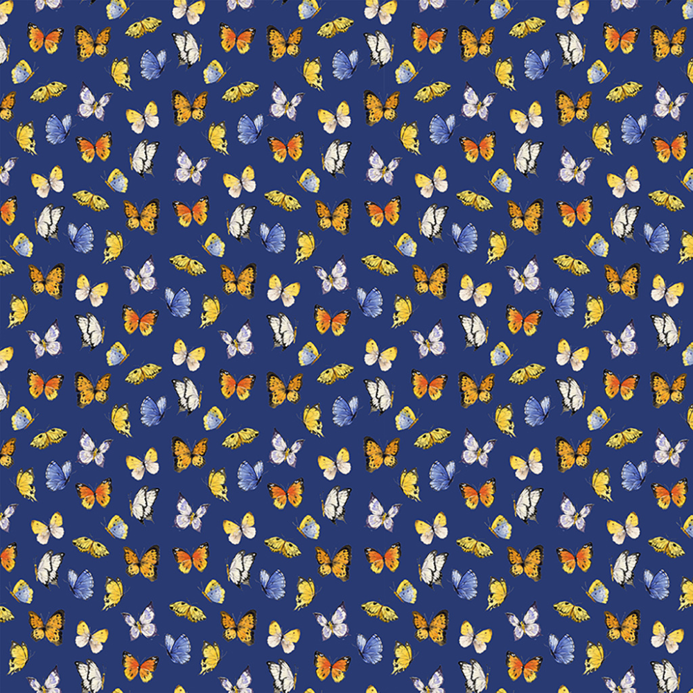 Clothworks Fabric Butterflies on Blue Sunflower Bouquets Butterflies or Bees Fabric By the Yard