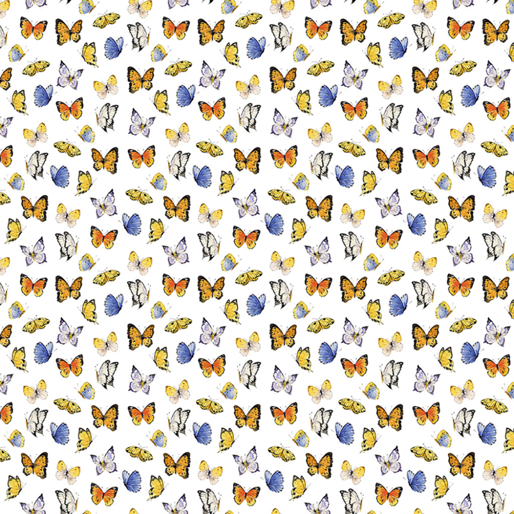 Clothworks Fabric Butterflies on White Sunflower Bouquets Butterflies or Bees Fabric By the Yard