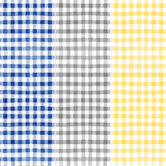 Clothworks Fabric Sunflower Bouquets Gingham Fabric By the Yard, gray, yellow or blue cotton fabric