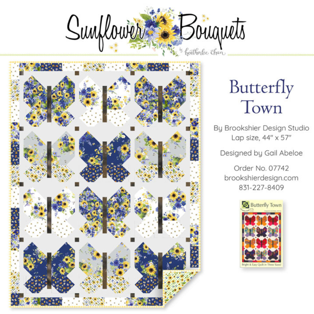 Clothworks Quilt Kit Sunflower Bouquets Butterfly Town QUILT KIT approximate finished size 44" x57"