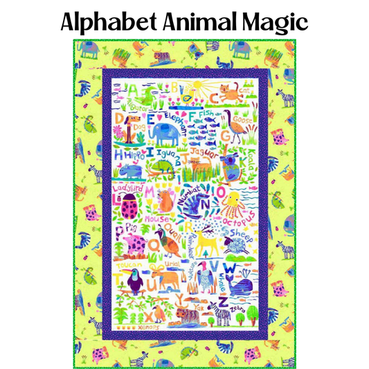 Clothworks Quilt Pattern FREE PATTERN for Alphabet Animal Magic Panel Quilt by Tracy English by Clothworks Beginner Nursery 35" x 52"