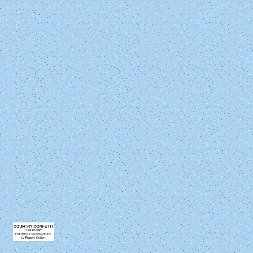 Country Confetti -Blueberry Blue Blender Fabric Yardage