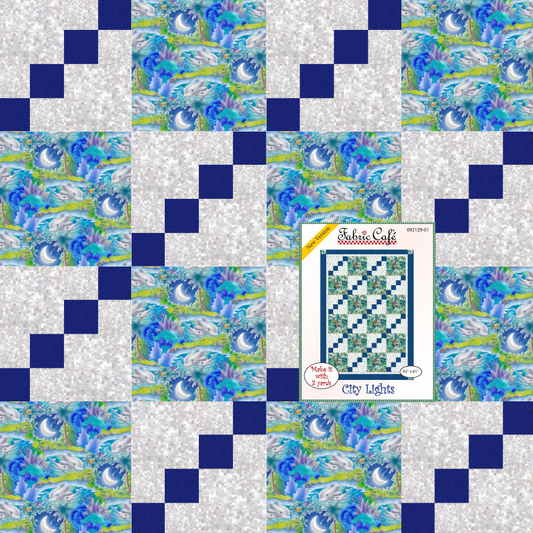 Fabric Café Quilt Kit Dolphins with Pixel Dove & Swirl Navy City Lights by Fabric Café Dolphin Nursery Quilt Kit, Under the Sea Quilt Kit