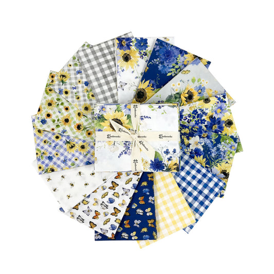 Sunflower Bouquets Precut Fat Quarters by Heartherlee Chan