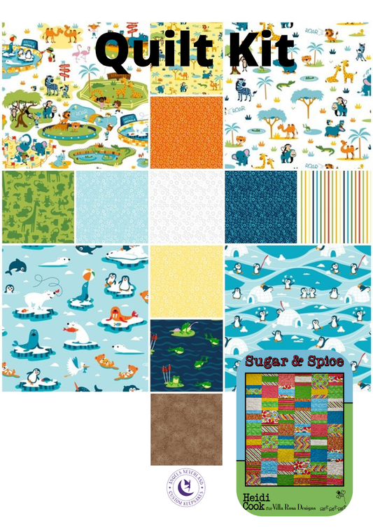 Freckle + Lollie Quilt Kit Easy DIY Zoo Animal Quilt Kit with Cotton Fabric from Freckle + Lollie, Zooville Collection