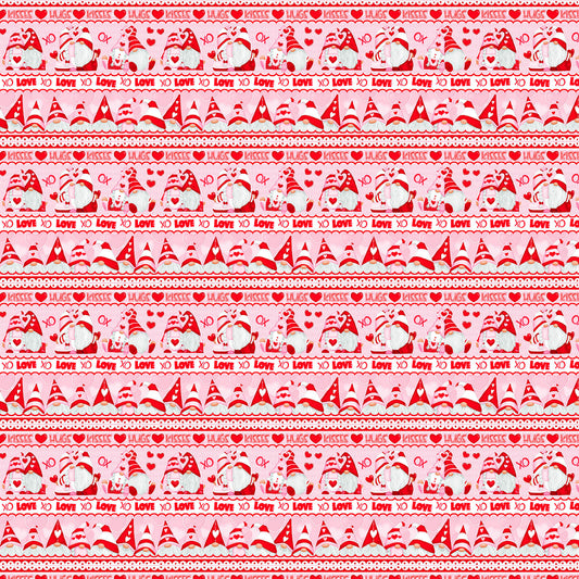 Henry Glass 1/2 yard Gnomie Love Gnome Valentine's Day Fabric - Border Stripe Quilt Cotton Fabric by the Yard