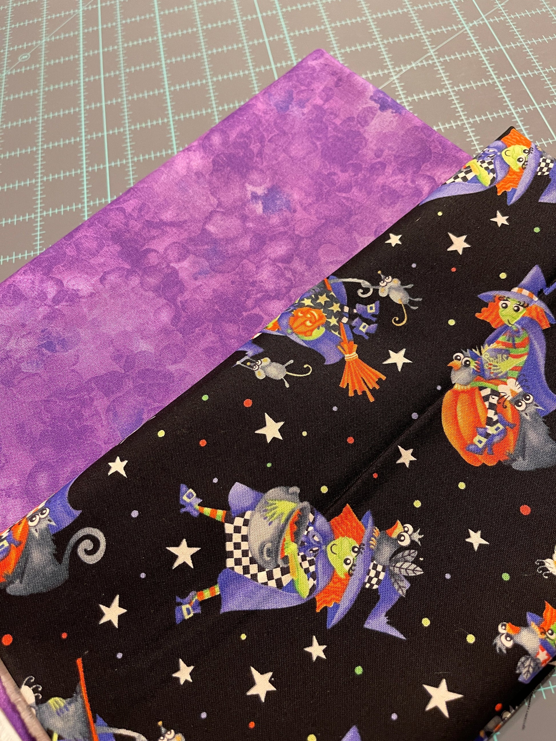 Henry Glass fabric Boo! Tossed Witches 242G-95 Multi GLOW IN THE DARK Halloween Fabric