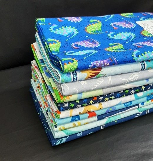 Henry Glass Fabric Bundle Dinosaur Kingdom 1 1/2 yard Fabric Bundle, Panel & 9 fabric cuts