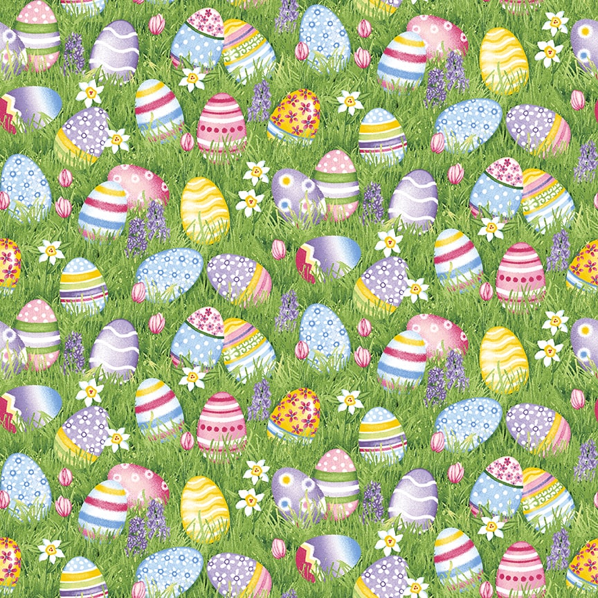 Henry Glass fabric bundle FQ Bundle (20) Hoppy Hunting FQ Bundle (20 pcs) of Easter Egg and Easter Bunny Fabric