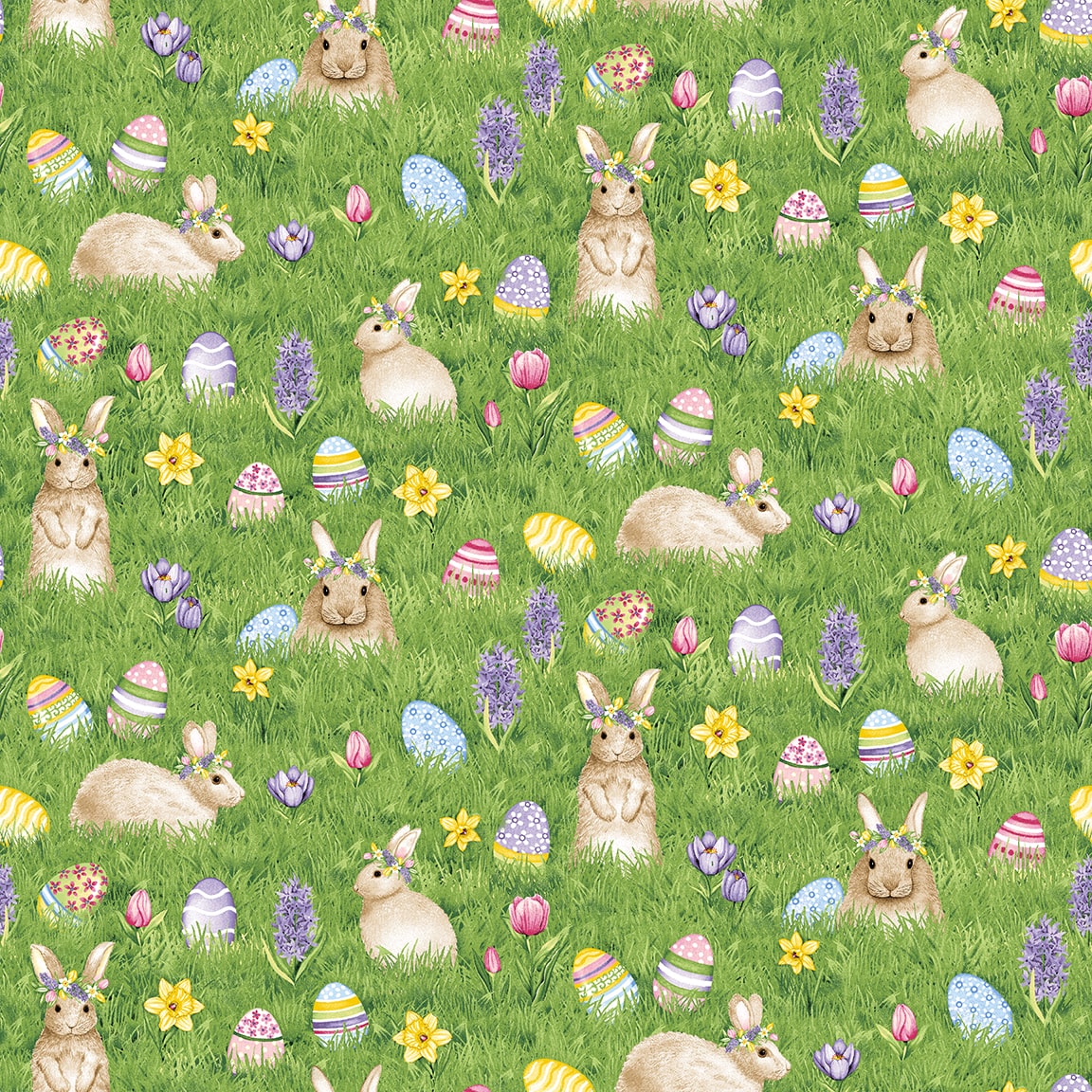 Henry Glass fabric bundle FQ Bundle (20) Hoppy Hunting FQ Bundle (20 pcs) of Easter Egg and Easter Bunny Fabric