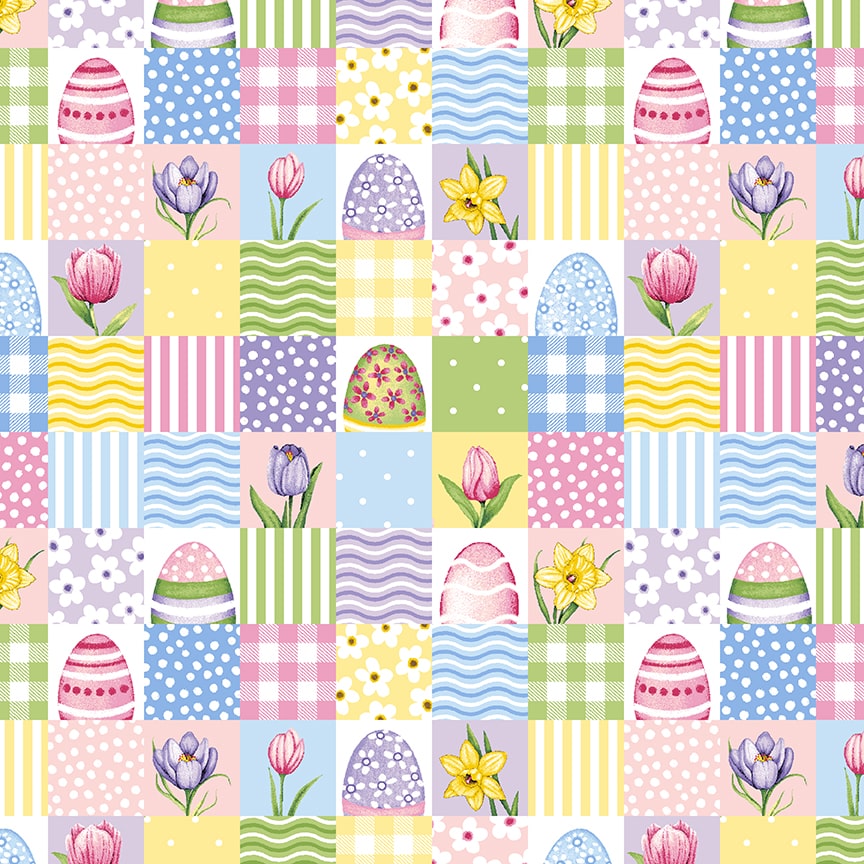 Henry Glass fabric bundle FQ Bundle (20) Hoppy Hunting FQ Bundle (20 pcs) of Easter Egg and Easter Bunny Fabric