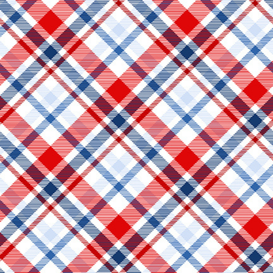 Henry Glass Fabric by the Yard Gnome of the Brave Patriotic Bias Plaid Cotton Fabric, Gnome Fabric by the yard