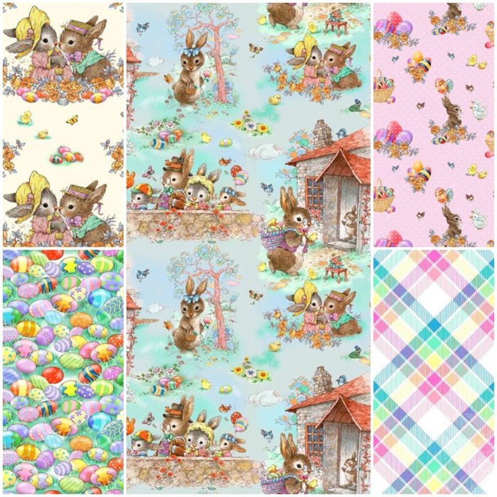 Henry Glass Fabric Easter Egg and Easter Bunny Fabric by Henry Glass 9 pc bundled fabrics