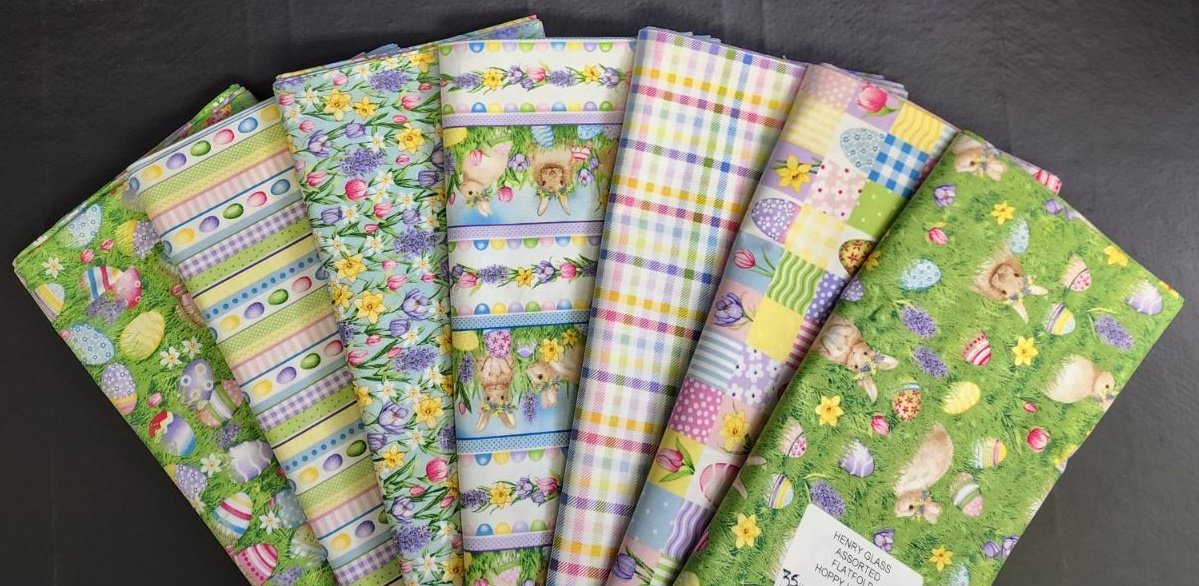 Henry Glass Fabric Easter Egg and Easter Bunny Fabric by Henry Glass 9 pc bundled fabrics