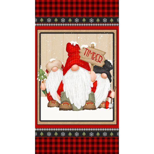 Henry Glass Fabric Flannel Gnomies Panel Only by Henry Glass, Timber Gnomies FLANNEL Panel