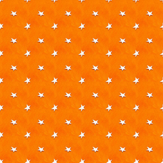 henry glass Fabric FQ (approximately 18" x 21") Halloween Glow in the Dark Fabric by Henry Glass little white stars on orange cotton fabric by the yard