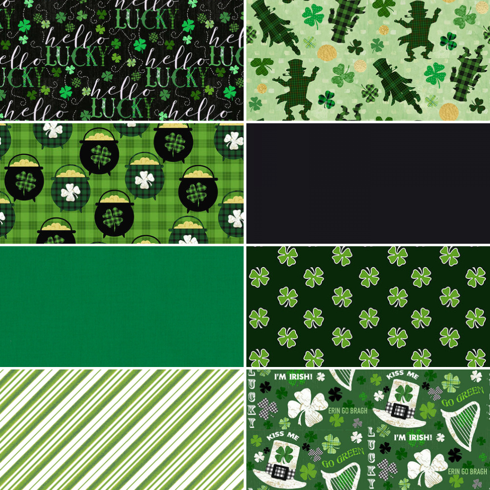 Henry Glass Fabric Hello Lucky St. Patrick's Day Fabric 8 pc FQ cotton fabric bundle