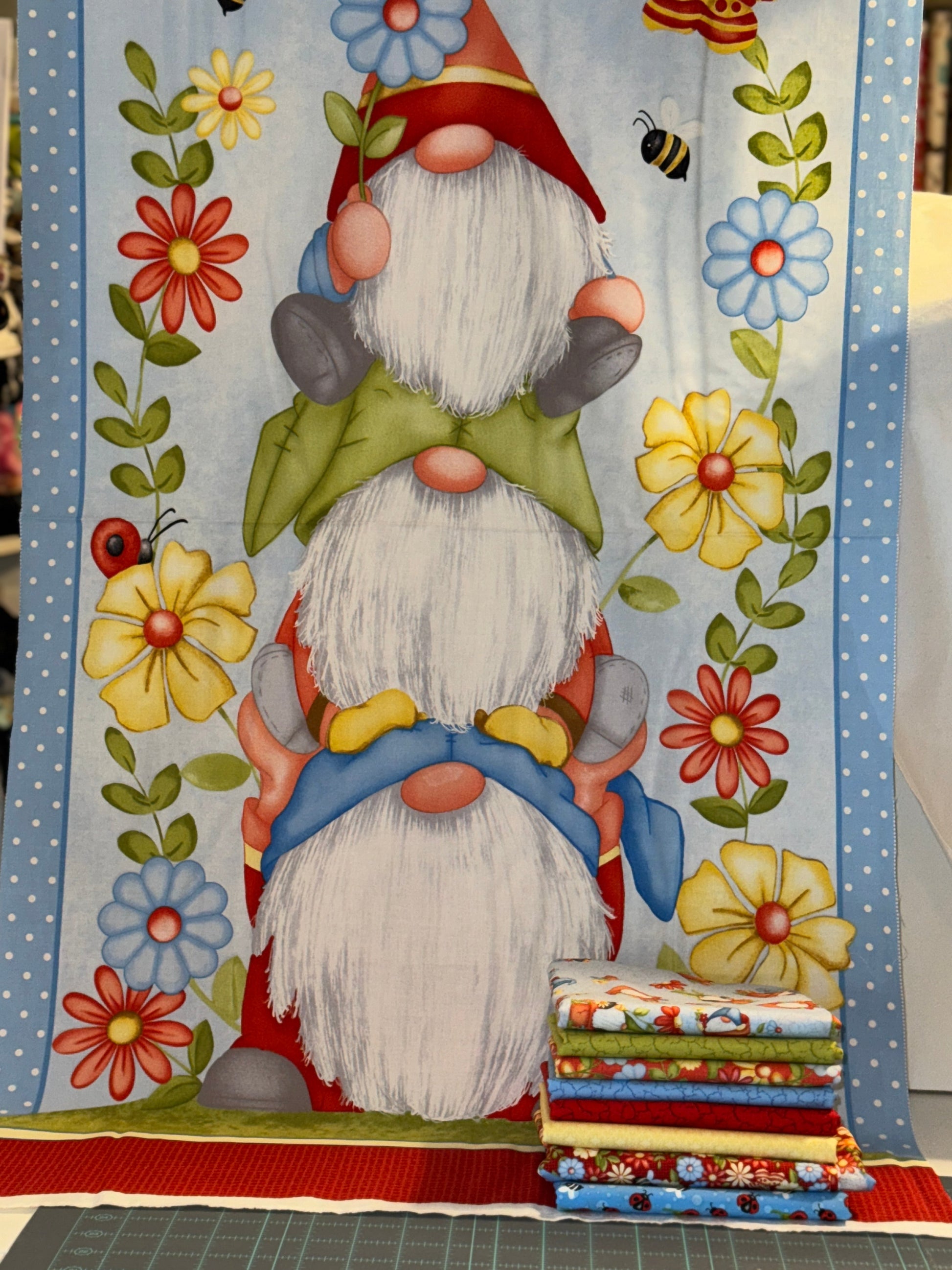 Henry Glass Fabric Gnome is Where Your Garden Grows Henry Glass Fabric Blues bundle