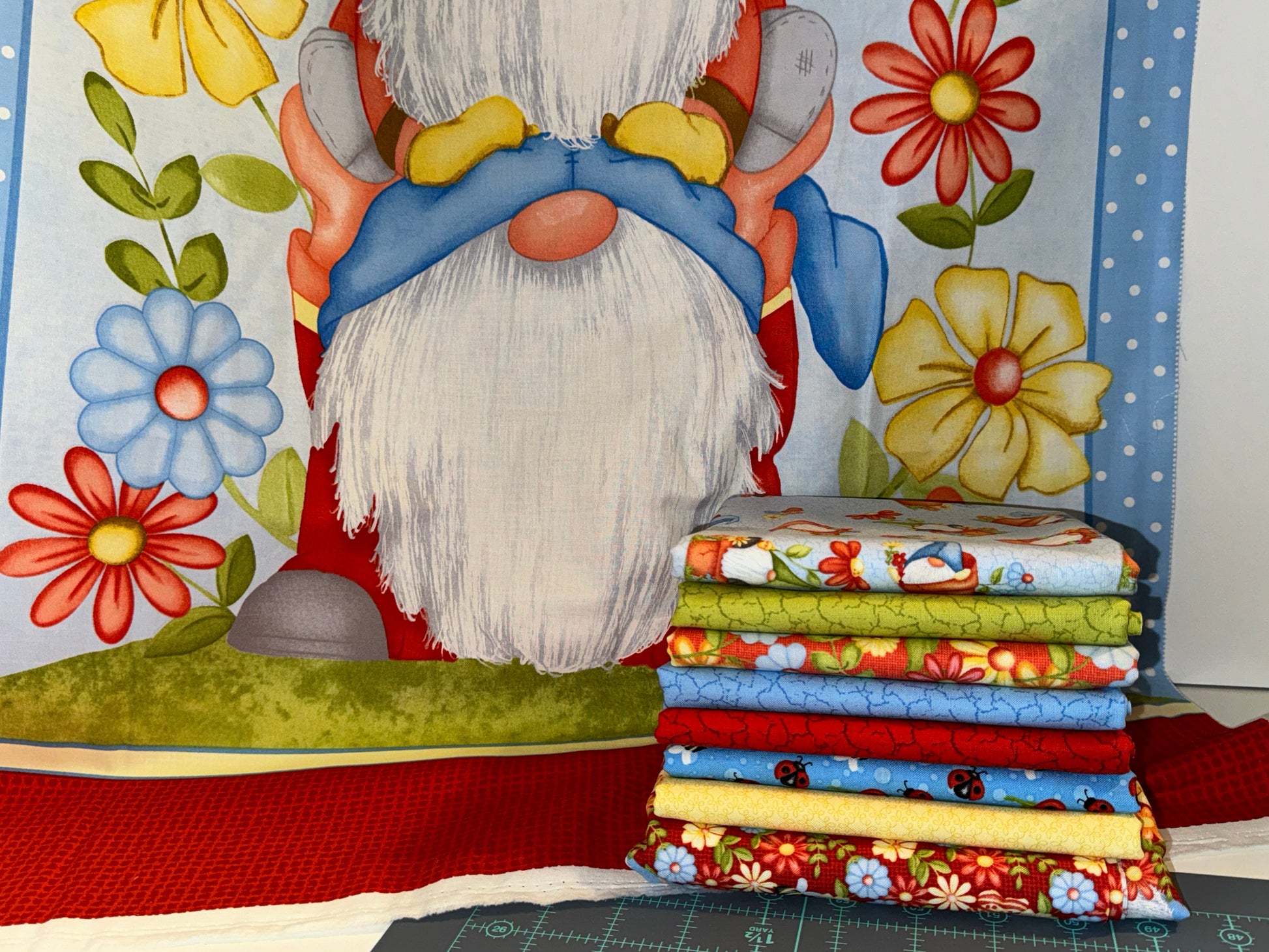 Henry Glass Fabric Gnome is Where Your Garden Grows Henry Glass Fabric Blues bundle