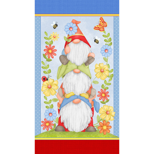 Henry Glass Fabric Gnome Panel Only Gnome is Where Your Garden Grows Cotton Fabric Panel 24 inches