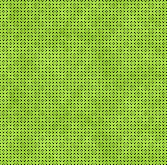 Henry Glass fabric Gnomes Night Black Dots on Lime Cotton Halloween Fabric