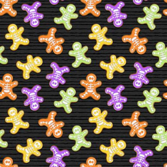 henry glass Fabric Halloween Glow in the Dark Fabric by Henry Glass Skeleton Fabric "gingerbread" men