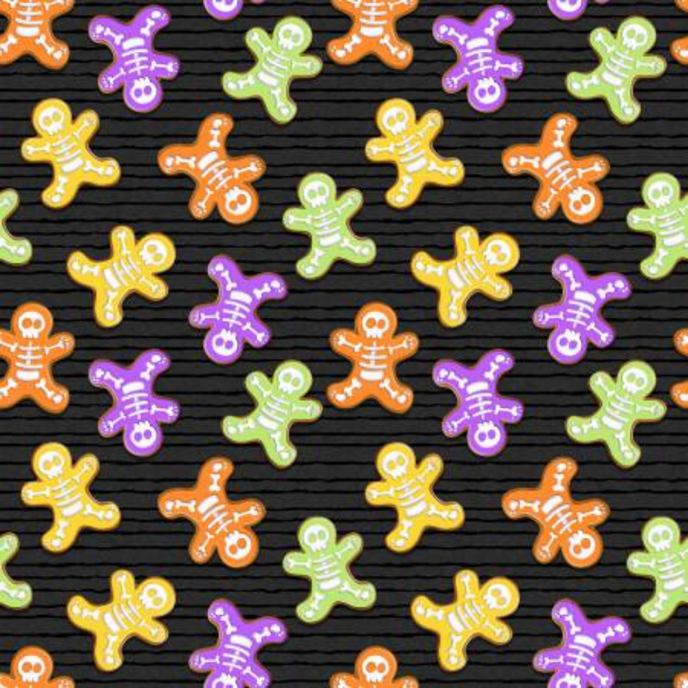 henry glass Fabric Halloween Glow in the Dark Fabric by Henry Glass Skeleton Fabric "gingerbread" men