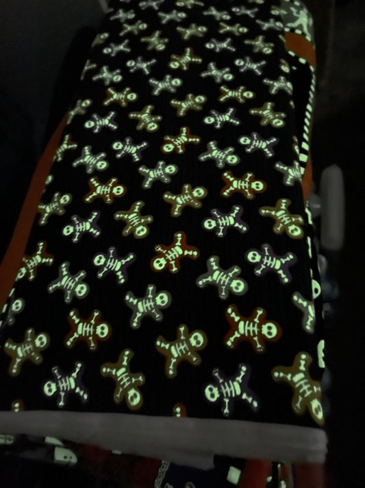 henry glass Fabric Halloween Glow in the Dark Fabric by Henry Glass Skeleton Fabric "gingerbread men" cotton fabric by the yard