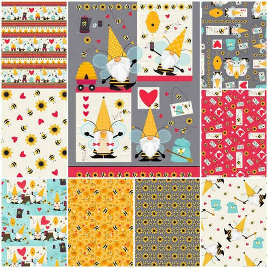 Henry Glass Fabric Honey Bee Gnomes Fabric Bundle