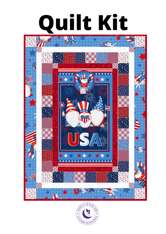 Henry Glass Quilt Kit Patriotic Gnome of the Brave Easy DIY Beginner QUILT KIT with Henry Glass Fabric with Picture This Pattern
