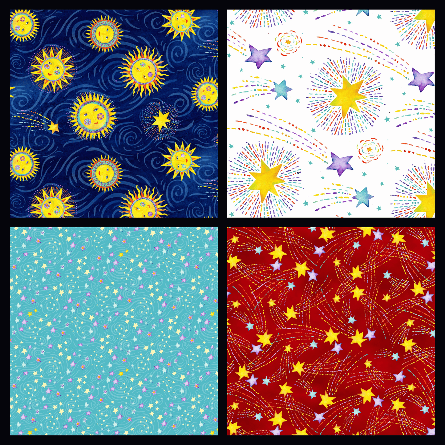 Henry Glass Quilt Kit QUILT KIT Stay Wild Moon Child by Henry Glass with Kwik Shifted Blocks beginner quilt pattern with free panel gift, Celestial Nursery Fabric