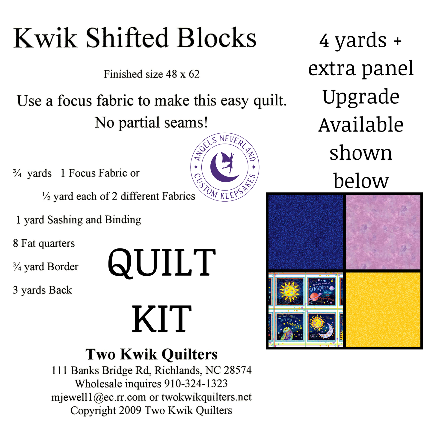 Henry Glass Quilt Kit QUILT KIT Stay Wild Moon Child by Henry Glass with Kwik Shifted Blocks beginner quilt pattern with free panel gift, Celestial Nursery Fabric