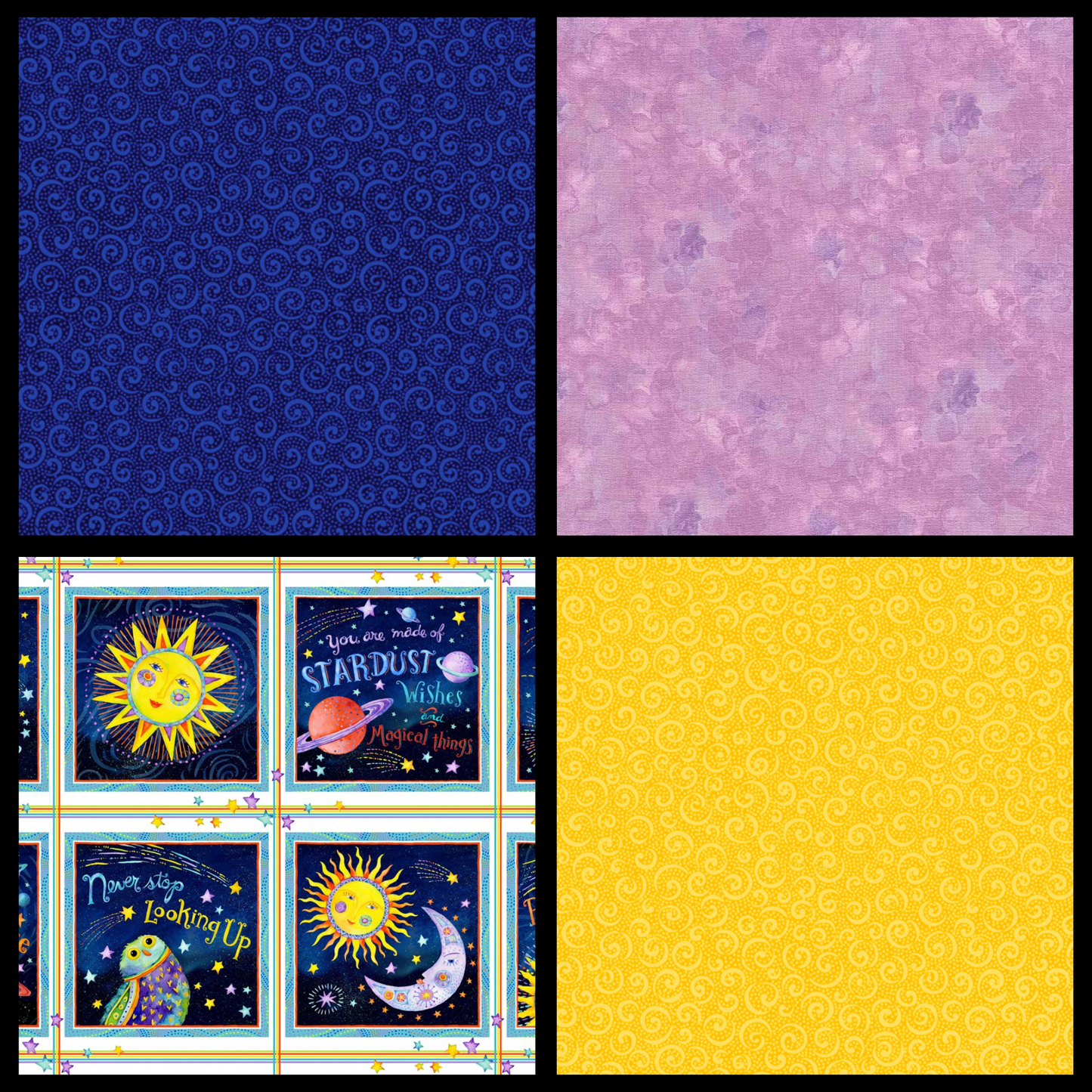 Henry Glass Quilt Kit QUILT KIT Stay Wild Moon Child by Henry Glass with Kwik Shifted Blocks beginner quilt pattern with free panel gift, Celestial Nursery Fabric