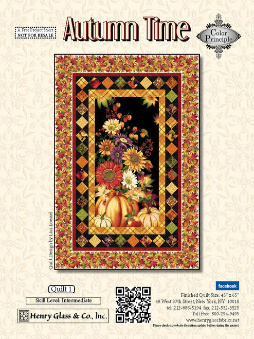 Henry Glass Quilt Pattern FREE QUILT PATTERN download Autumn Time Quilt #1 by Henry Glass Intermediate 45" x 65"