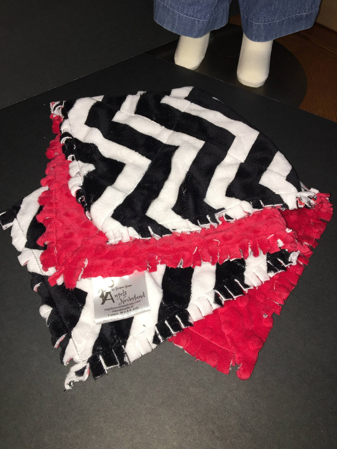 Ladybug Blanket Personalized Baby Gift, Rag quilt sensory lovey blanket