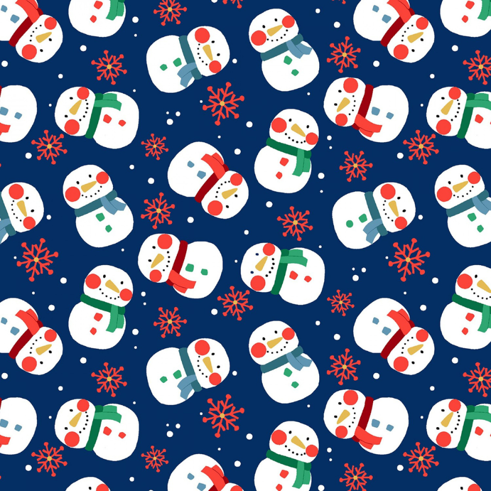  Merry Christmas Material Fabric by The Yard, Snowman
