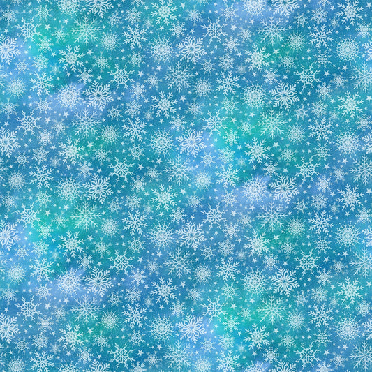 Northcott Fabric by the Yard Angels on High Teal Snowflakes (DP25358-66)