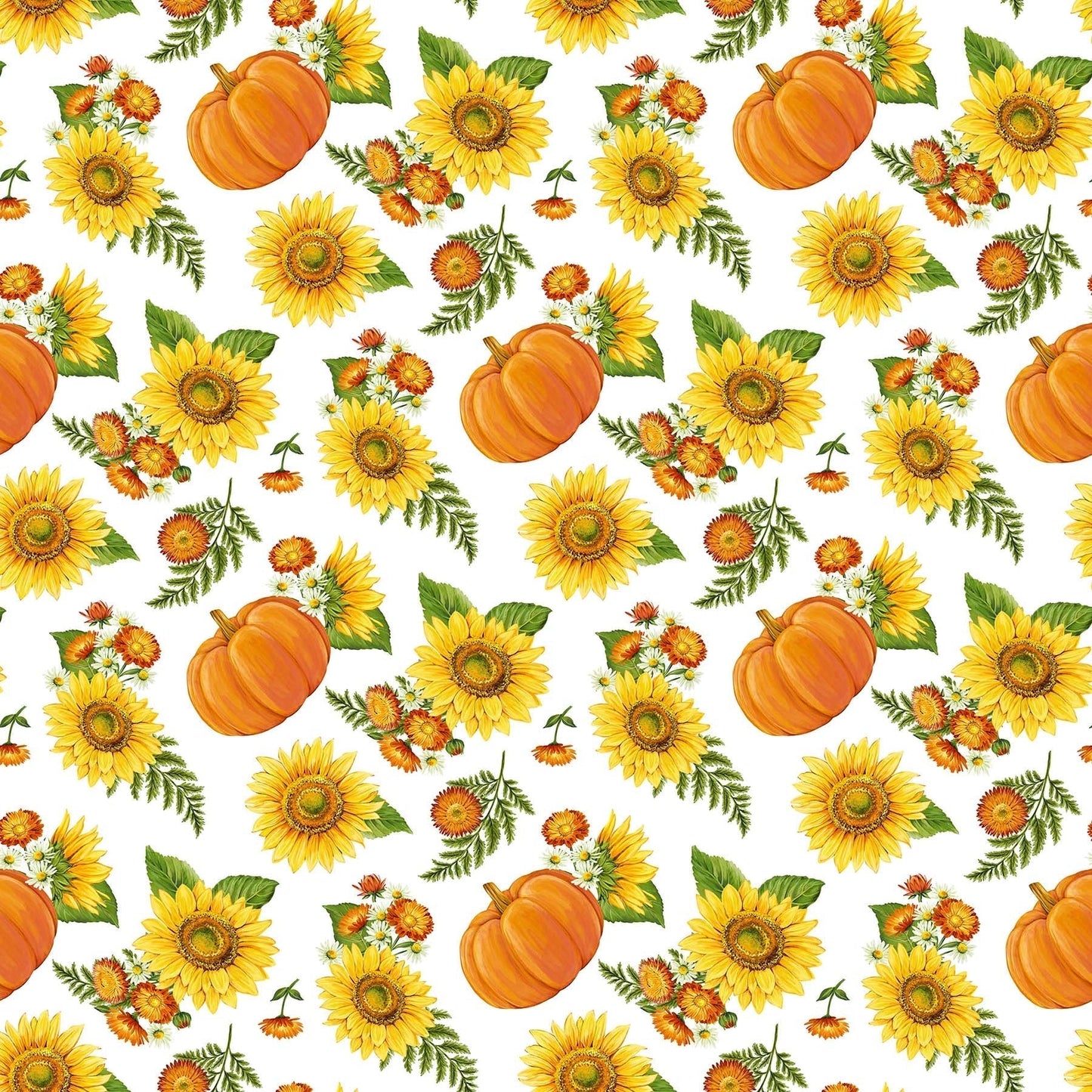 Northcott Fabric by the Yard Sunshine Harvest Daisies on Green Floral Cotton 25458-78