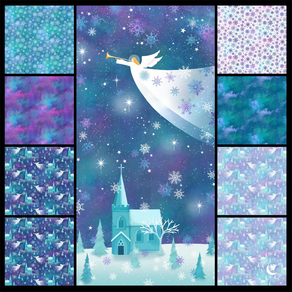 Northcott Fabrics Fabric by the Yard Angel Windows PANEL QUILT KIT with Angels On High Cotton Fabric